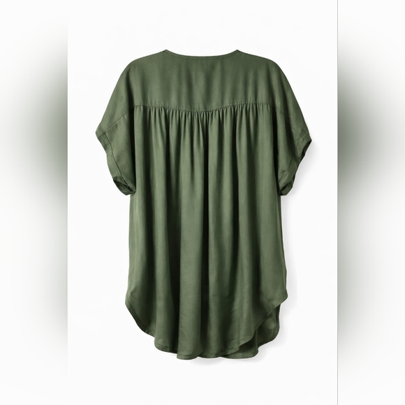 Lou & Grey LOFT Olive Green Button Front Tunic Blouse Lyocell XL - Picture 4 of 12